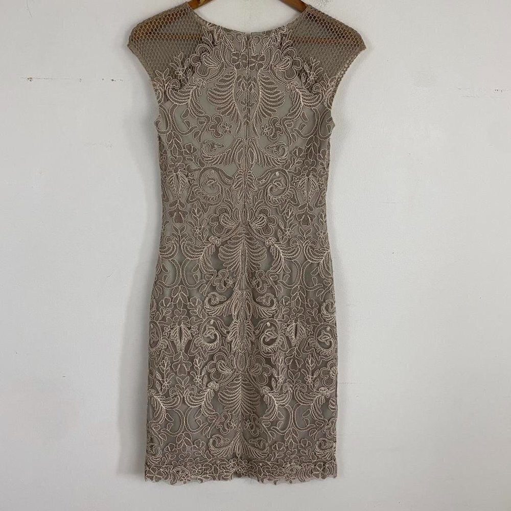 TADASHI SHOJI beige lace eyelet cap sleeve mini dress - Picture 5 of 7